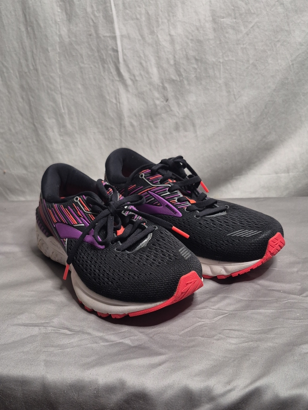 Brooks Black Running Shoes with Purple and Coral Accents